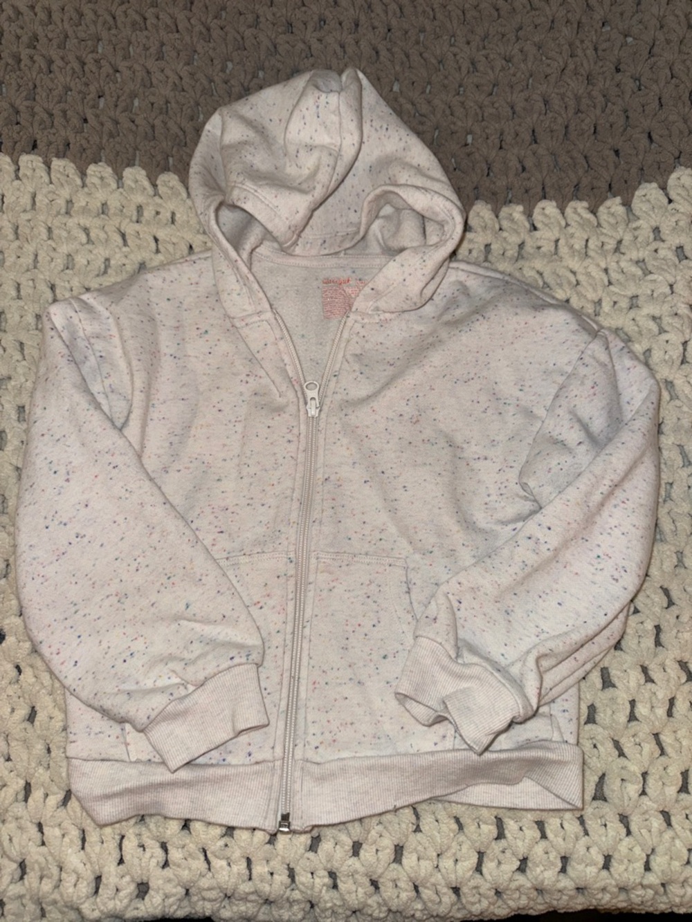 Cat & Jack Cream Zip Hoodie with Rainbow Speckles